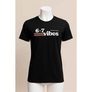 “6–7 Vibes Retro Graphic Tee Black T-Shirt Unisex Casual Style Since 2025”